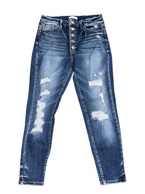 KanCan Signature Kurvy Ultra High Rise Skinny Distressed Button Fly Size 29